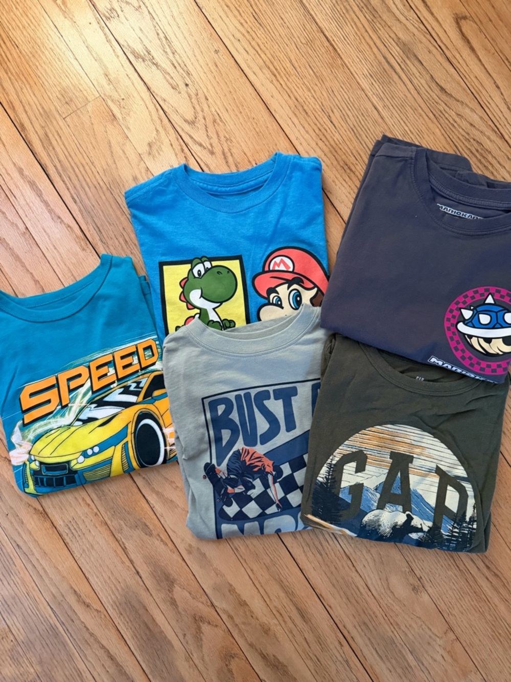 Boys Top Bundle 5pc Mario Gap Shirts S/M Short Long Sleeve Kids Set